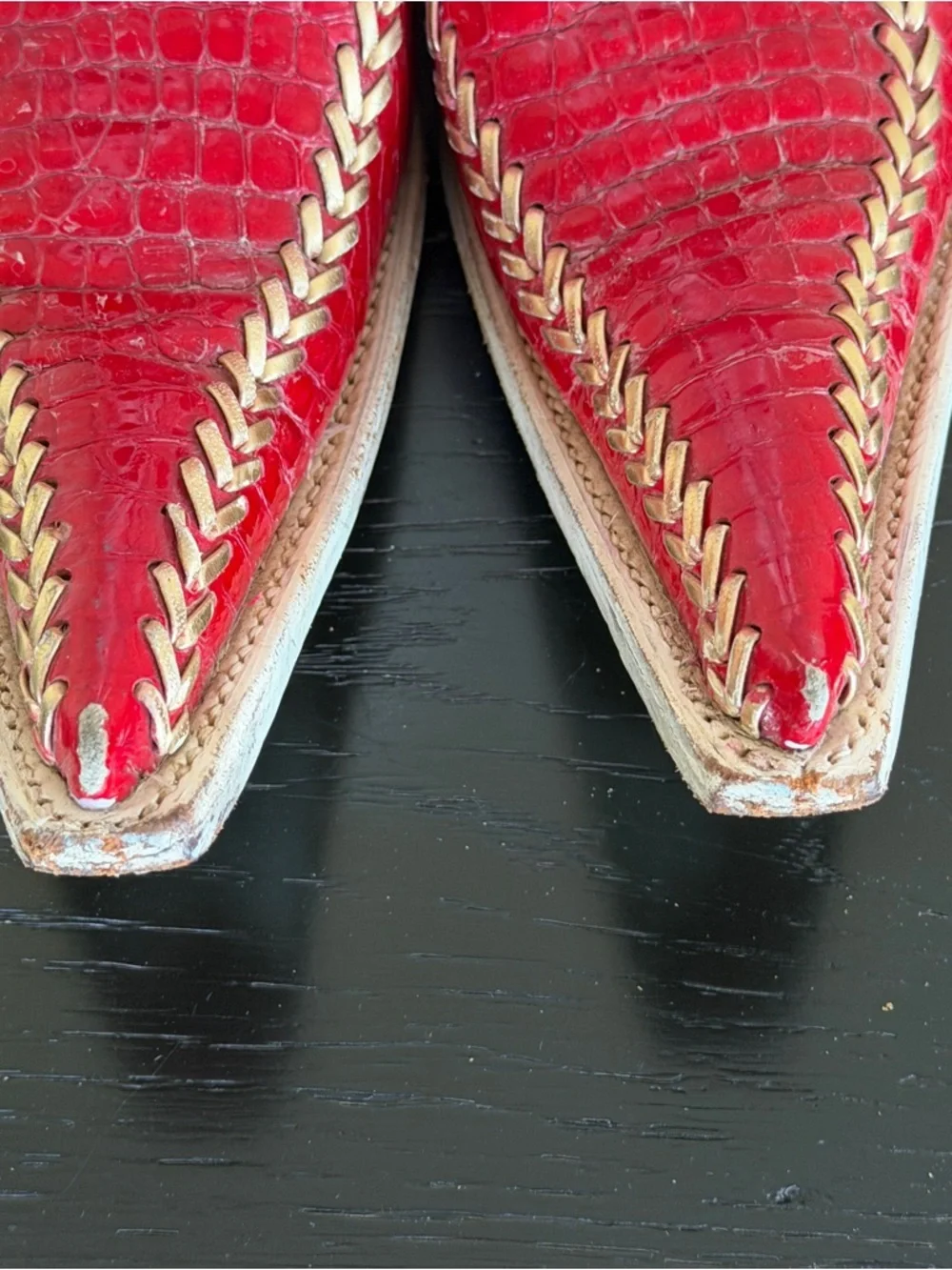 EL GENERAL Genuine Red Leather Pointed Toe Cowboy Boots Mens MEX 27 US 8 Western - Picture 4 of 8